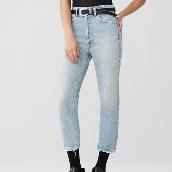 agolde riley high rise straight crop jeans vanished